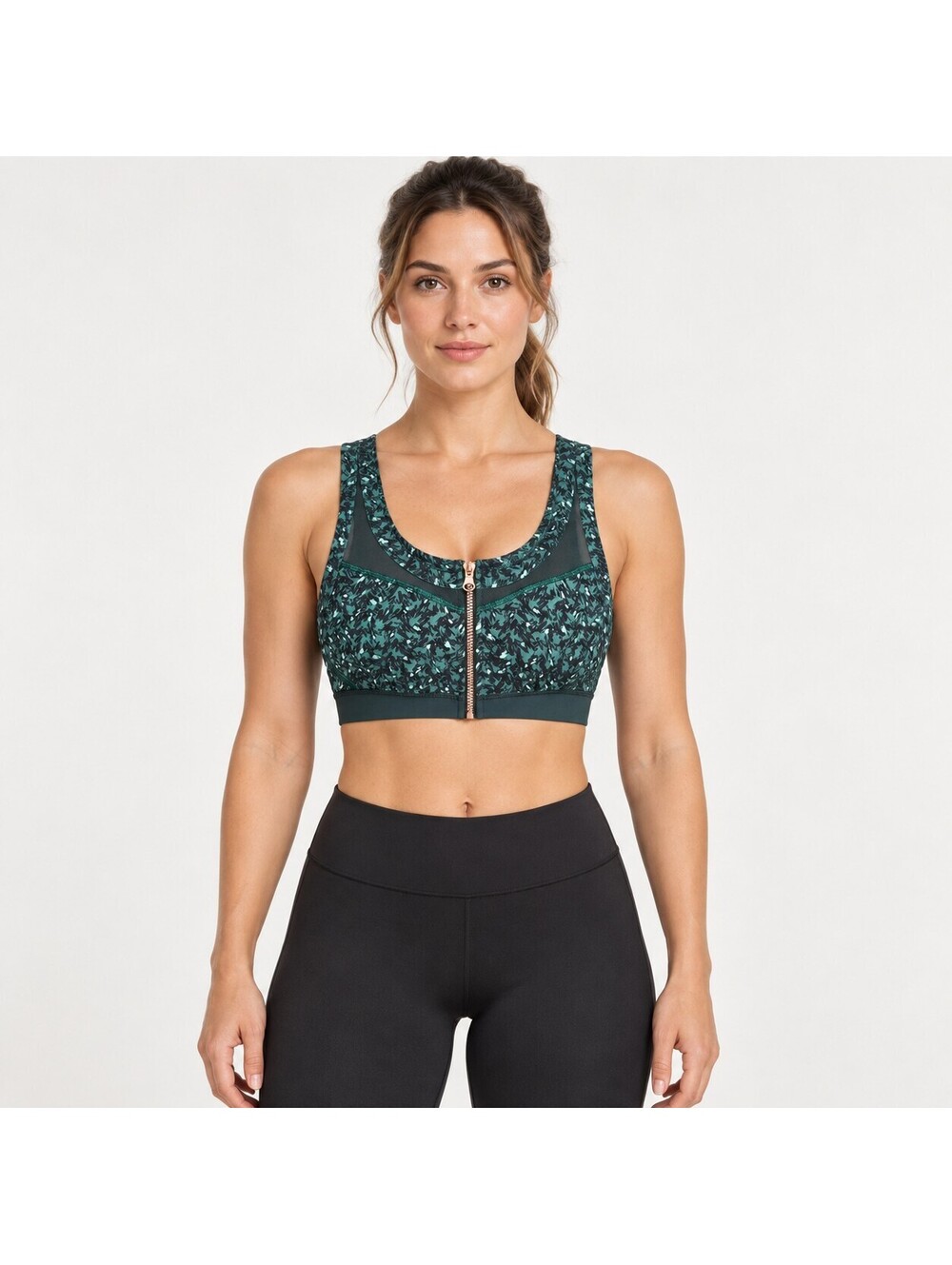 Lululemon Drop It Like It’s Hot Green Print Zip Front Sports Bra Size 6